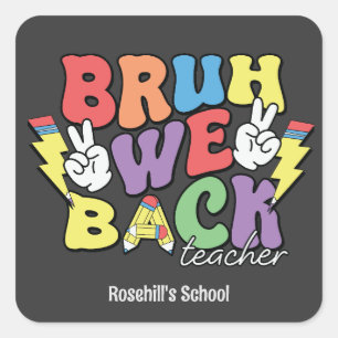 Custom school name Retro Back to school Square Sticker
