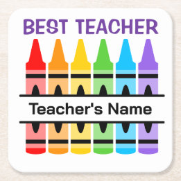 Custom School Napkins, Personalise Teacher Gift Sq Square Paper Coaster