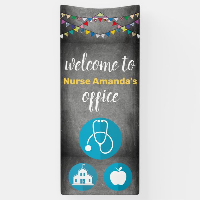Custom School Nurse Chalkboard Door Decoration Banner (Vertical)