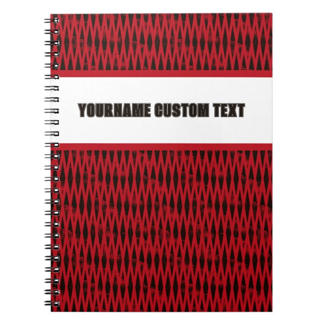 CUSTOM School Spirit Sporty Diamonds | Red & Black Notebook (Front)