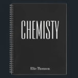 Custom School Subject Chemistry Black White Name Notebook<br><div class="desc">Chemistry | Personalised School Graph Paper Black Notebook</div>