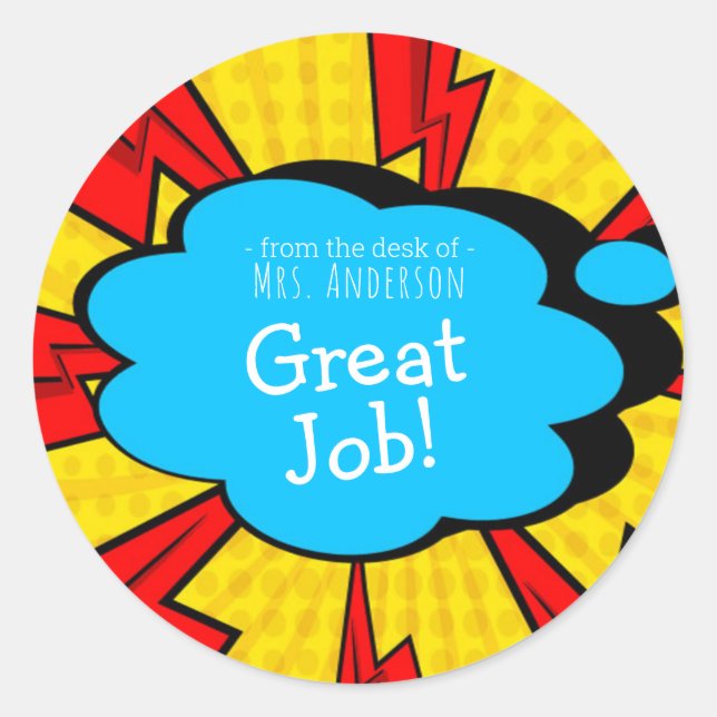 Custom School Supplies Classic Round Sticker (Front)