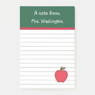 Custom School Teacher's Apple Post It Notes Gift