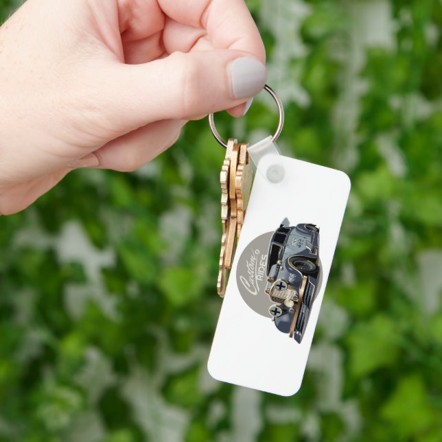 Custom sci-fi retro race car key ring (Hand)