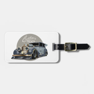 Custom sci-fi retro race car luggage tag