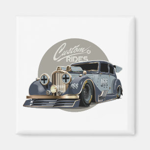 Custom sci-fi retro race car magnet