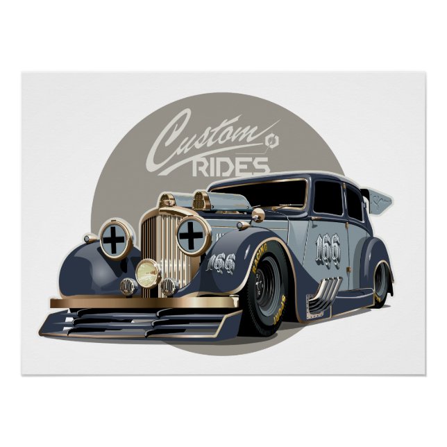 Custom sci-fi retro race car poster (Front)