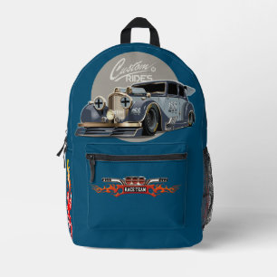 Custom sci-fi retro race car printed backpack