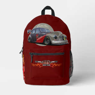 Custom sci-fi retro race car printed backpack