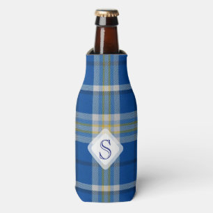 Custom Scotland flag colours tartan plaid pattern: Bottle Cooler