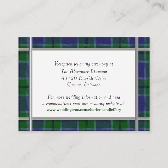 Custom Scott Plaid Wedding Enclosure Card (Front)
