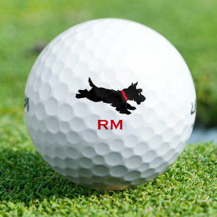 Custom Scottie Dog Golf Ball Set Monogram Red