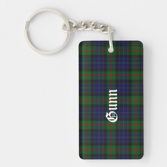 Custom Scottish Gunn Tartan Plaid Key Chain (Front)