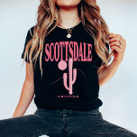 Custom Scottsdale Bachelorette Party Matching T-Shirt<br><div class="desc">Get ready to turn heads and create unforgettable memories during your Scottsdale bachelorette party with our matching trendy Scottsdale group t-shirts! Featuring a stunning Saguaro cactus design on the front and the bride's name custom printed on the back, these t-shirts offer a personalised touch to your group look that is...</div>
