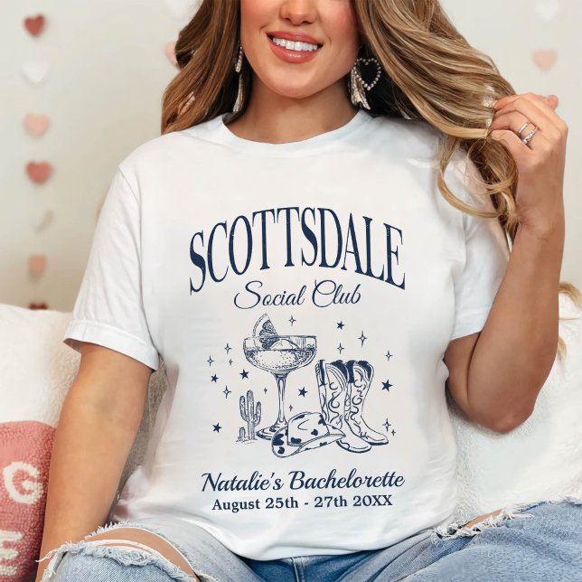 Custom Scottsdale Bachelorette Party Social Club T-Shirt (Creator Uploaded)