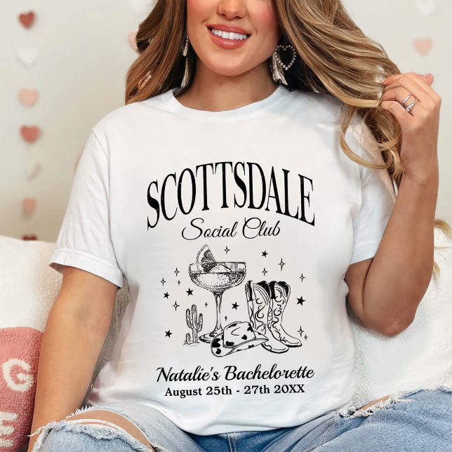 Custom Scottsdale Bachelorette Party Social Club T-Shirt (Creator Uploaded)