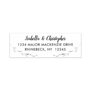 Custom Script Botanical Wedding Suite Stationery Self-inking Stamp