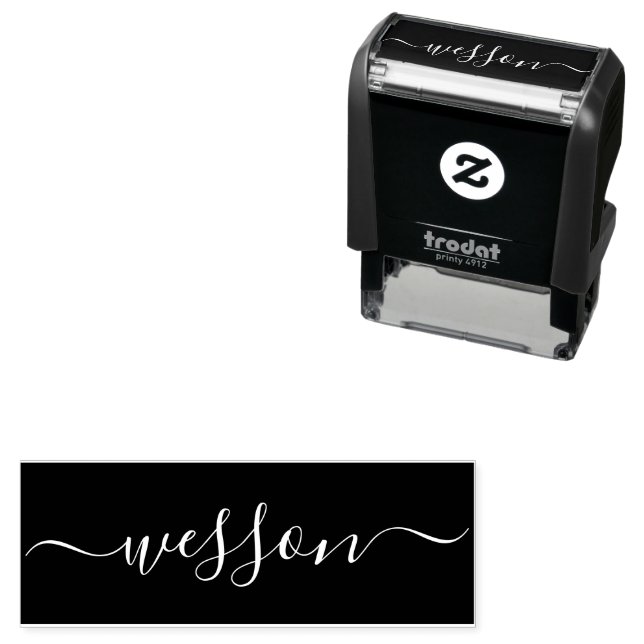 Custom script calligraphy signature name elegant r self-inking stamp (In Situ)