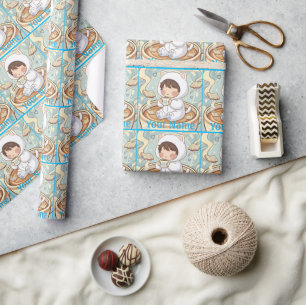 Custom Script Cat Wrapping Paper for Book Gifts