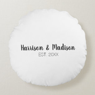Custom script couples names wedding round cushion