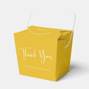 Custom Script Cute Yellow Wedding Thank You Favour Box
