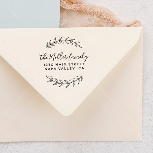 Custom Script Family Name Botanical Return Address Self-inking Stamp