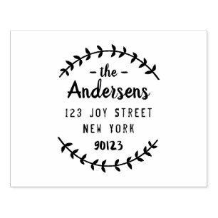 Custom Script Family Name Return Address Rubber Stamp