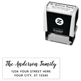 Custom Script Family Name Return Address Self-inking Stamp