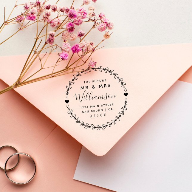 Custom Script Future Mr & Mrs Return Address Rubber Stamp (Creator Uploaded)