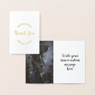 Custom script gold foil sleek design thank you foil card
