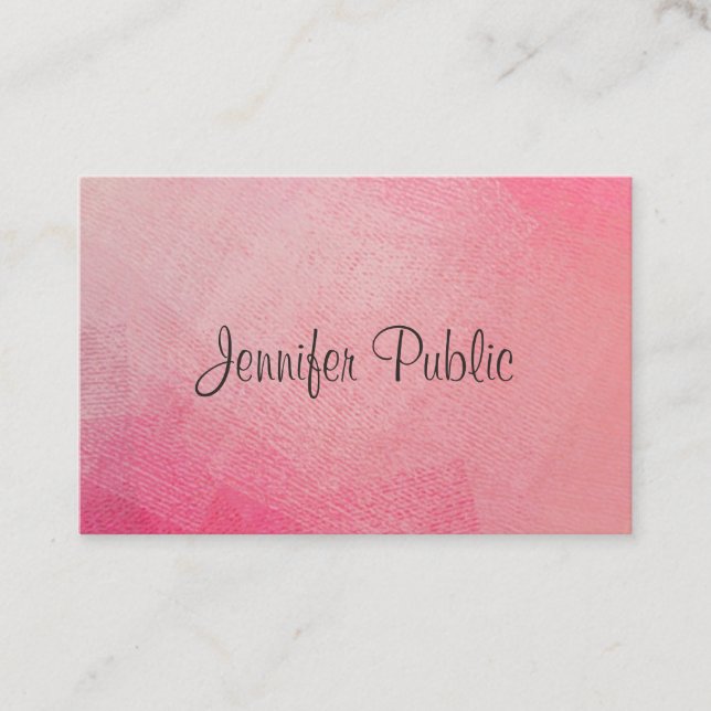 Custom Script Handwritten Text Pink Template Business Card (Front)