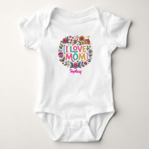 Custom Script (I Love Mum) Pregnancy Announcement Baby Bodysuit