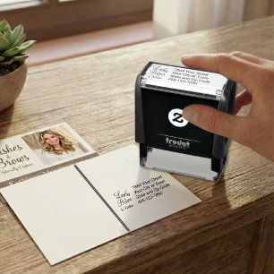 Custom Script Lash Brow Studio Name Address Phone Self-inking Stamp