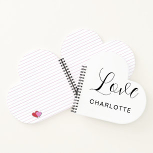 Custom Script Love Symbol Heart Shaped Notebook