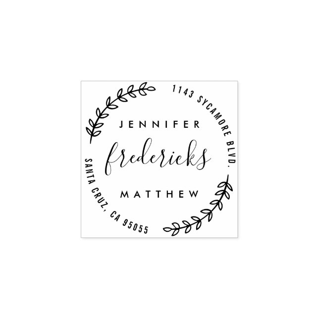 Custom Script Married Couple Return Address Rubber Stamp (Imprint)