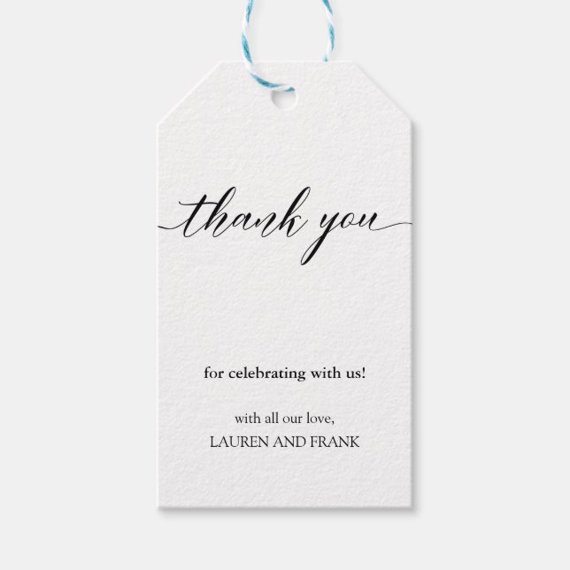 Custom Script Modern Classic Wedding Gift Tag (Front)