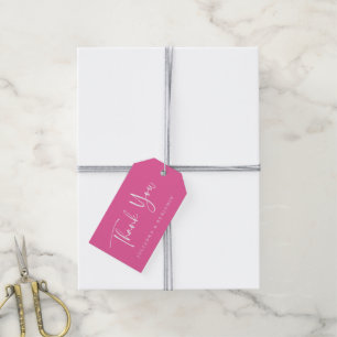 Custom Script Modern Hot Pink Wedding Thank You Gift Tags