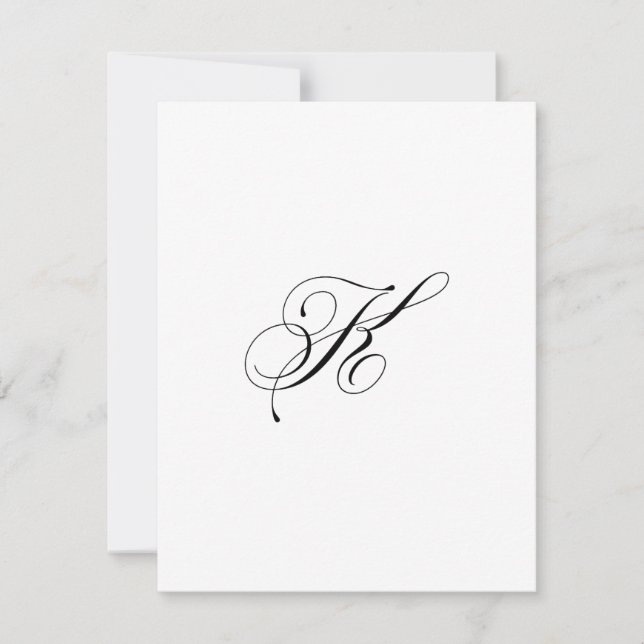 Custom Script Monogram "K" Card (Front)