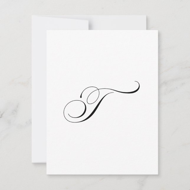 Custom Script Monogram "T" Card (Front)
