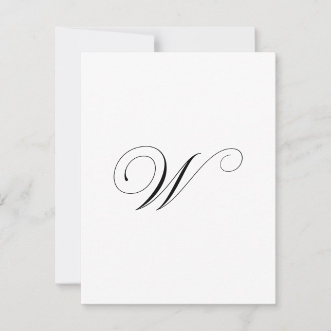 Custom Script Monogram "W" Card (Front)
