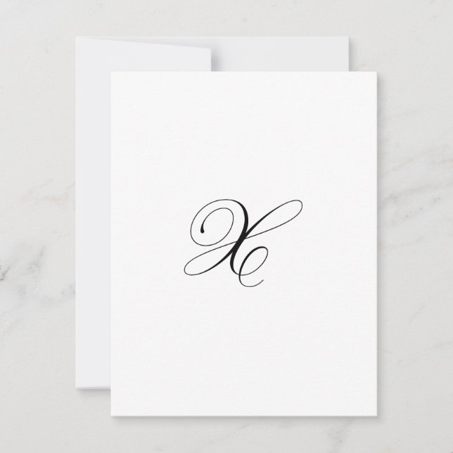 Custom Script Monogram "X" Card (Front)
