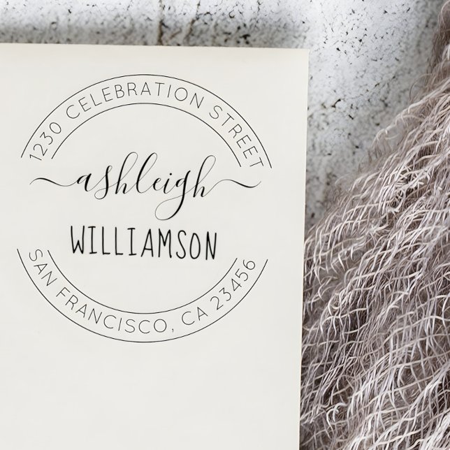 Custom Script Name & Family Name Return Address Rubber Stamp (Creator Uploaded)