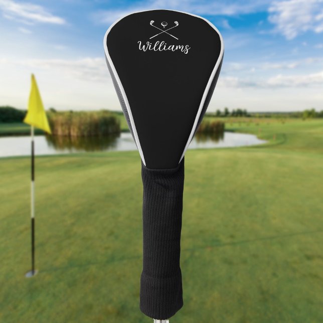 Custom Script Name Golf Clubs Black And White Golf Head Cover (Custom Script Name Golf Clubs Black And White Golf Head Cover)