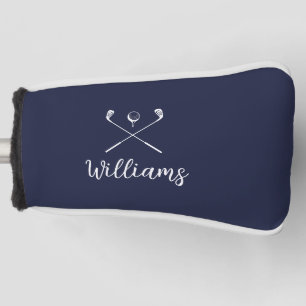 Custom Script Name Golf Clubs Navy Blue Golf Head Cover