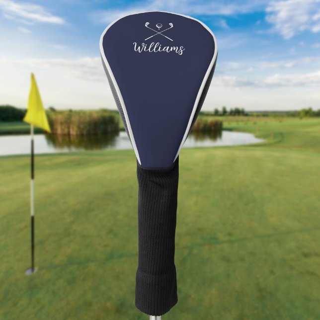 Custom Script Name Golf Clubs Navy Blue Golf Head Cover (Custom Script Name Golf Clubs Navy Blue Golf Head Cover)