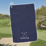 Custom Script Name Golf Clubs Navy Blue Golf Towel<br><div class="desc">Personalise the name in classic script typography to create a unique golf gift and keepsake for any golfer. Designed by Thisisnotme©</div>