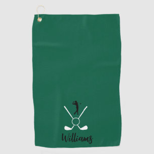 Custom Script Name Golf Clubs Navy Blue Golf Towel