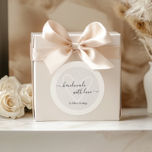 Custom Script Name Handmade with Love Packaging Classic Round Sticker