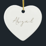 Custom Script Name Heart Ceramic Tree Decoration<br><div class="desc">Script Name Simple Heart Ornament.  Year on the back.</div>