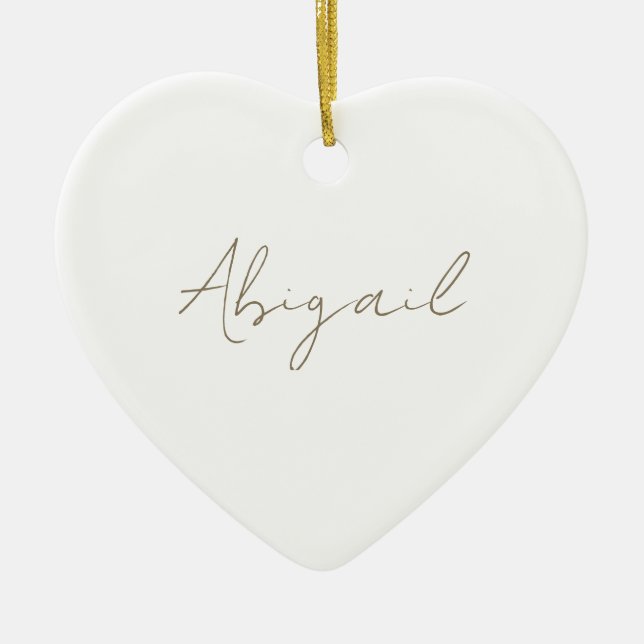 Custom Script Name Heart Ceramic Tree Decoration (Front)
